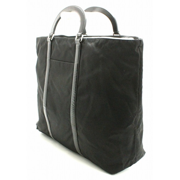 Prada Black Nylon Handbag Bag Leather Nero Nylon Tote - Picture 1 of 9